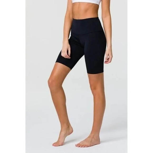 Onzie Black High Rise Stretch Biker Shorts S/M - Picture 1 of 4